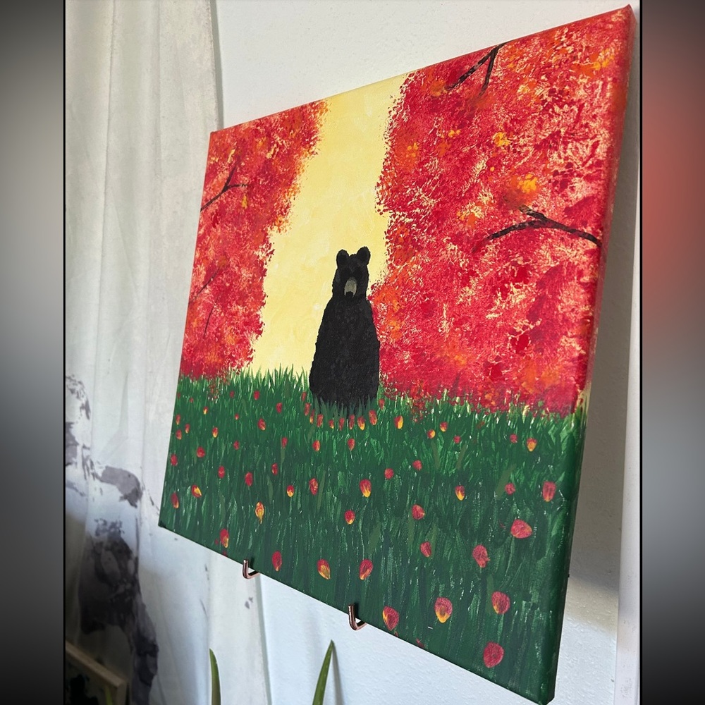 Beary fall wrapped canvas